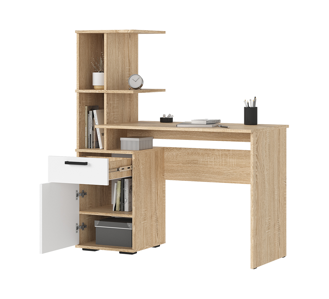 Санса СТ 01 Стол письменный (50) белый/дуб сонома