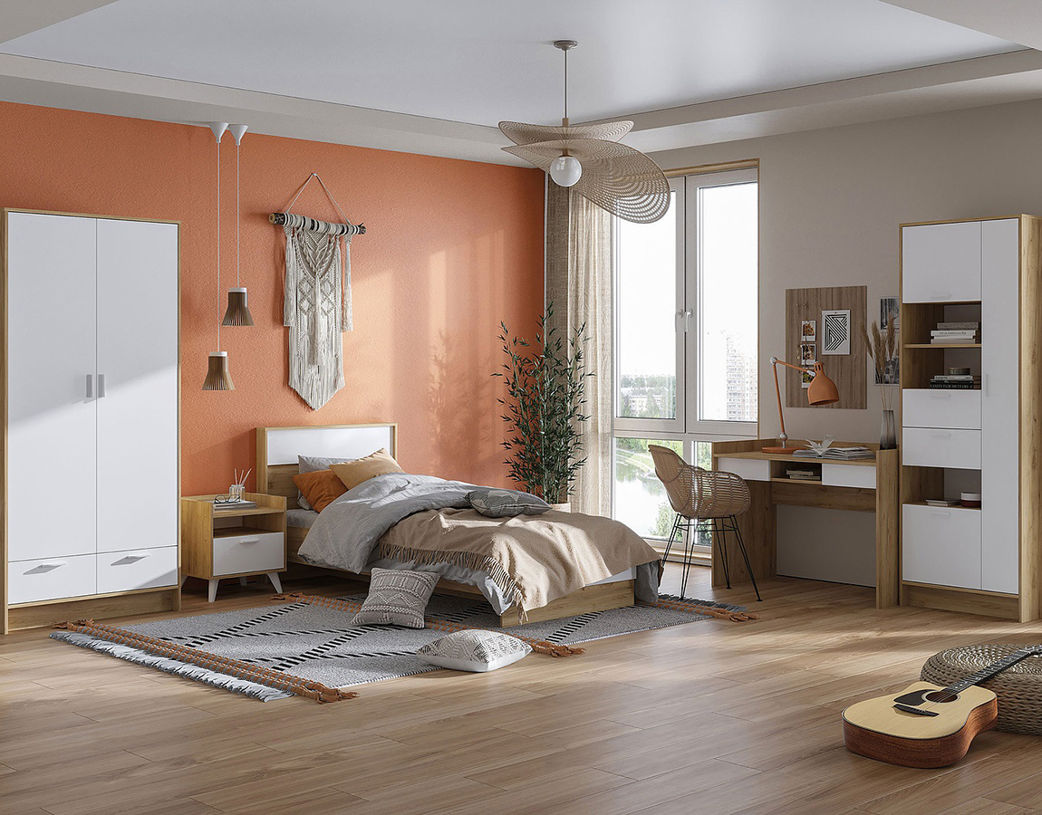 Ирис СТ-01 Стол письменный (50) дуб крафт золото/белый шагрень