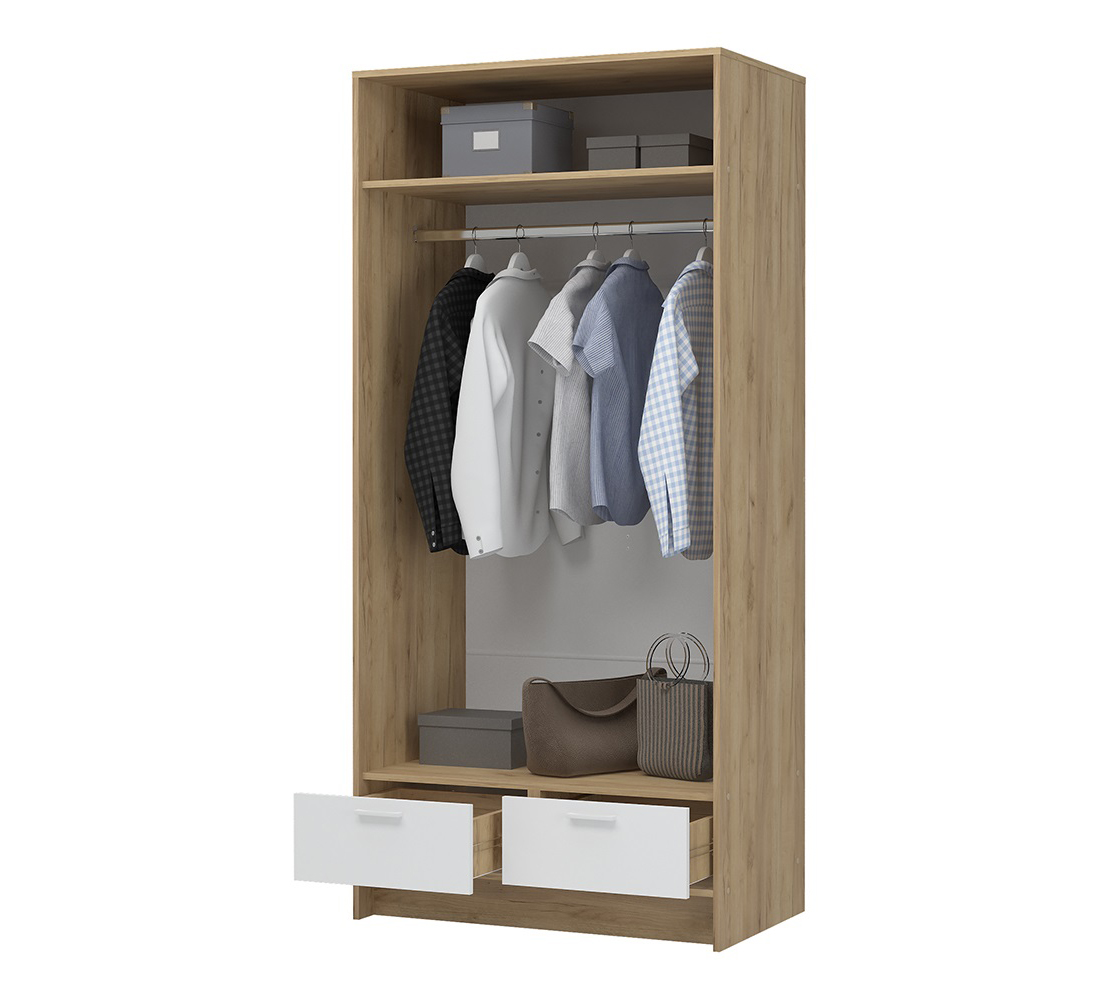 Ирис ШК-02 Шкаф 2-х ств (50) дуб крафт золото/белый шагрень