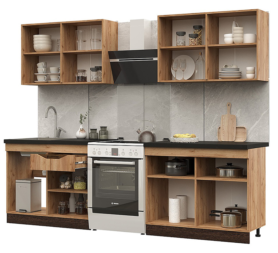 Кухня Паола 2,0м (50) дуб крафт золотой/венге