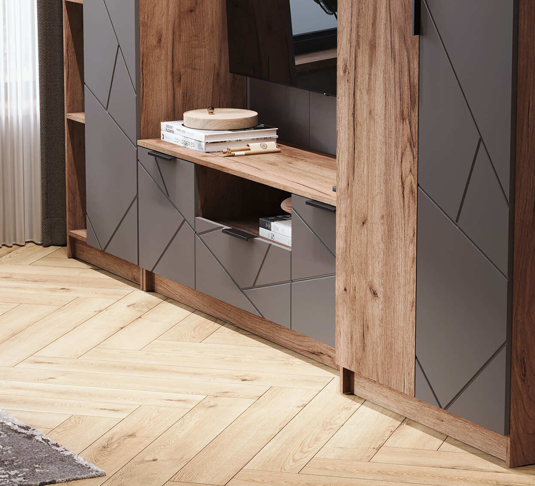 Орегон ТВ 01 Тумба под ТВ (50) асфальт супермат /дуб крафт  табачный