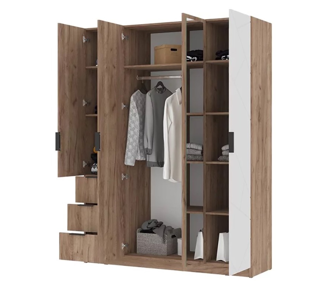 Орегон ШК 04 Шкаф 4-х ств. (50) асфальт супермат /дуб крафт  табачный