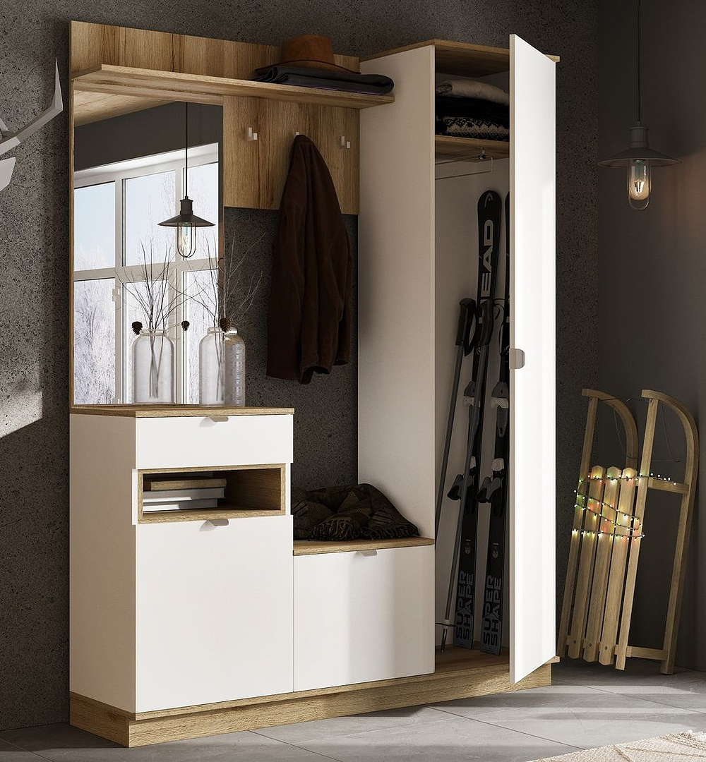 Юкки ПР 1400 Прихожая (50) дуб делано/белый