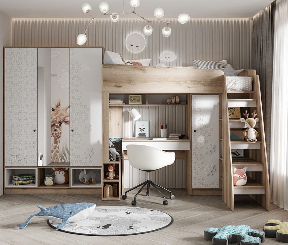 Киви ШК-03 Шкаф 3ств с зеркалом (50) белый суперматовый/дуб делано АКЦИЯ 19100