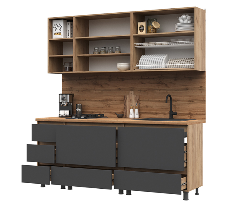 Кухня Хелен 2,0м (50) серый графит/дуб крафт золото АКЦИЯ 28800