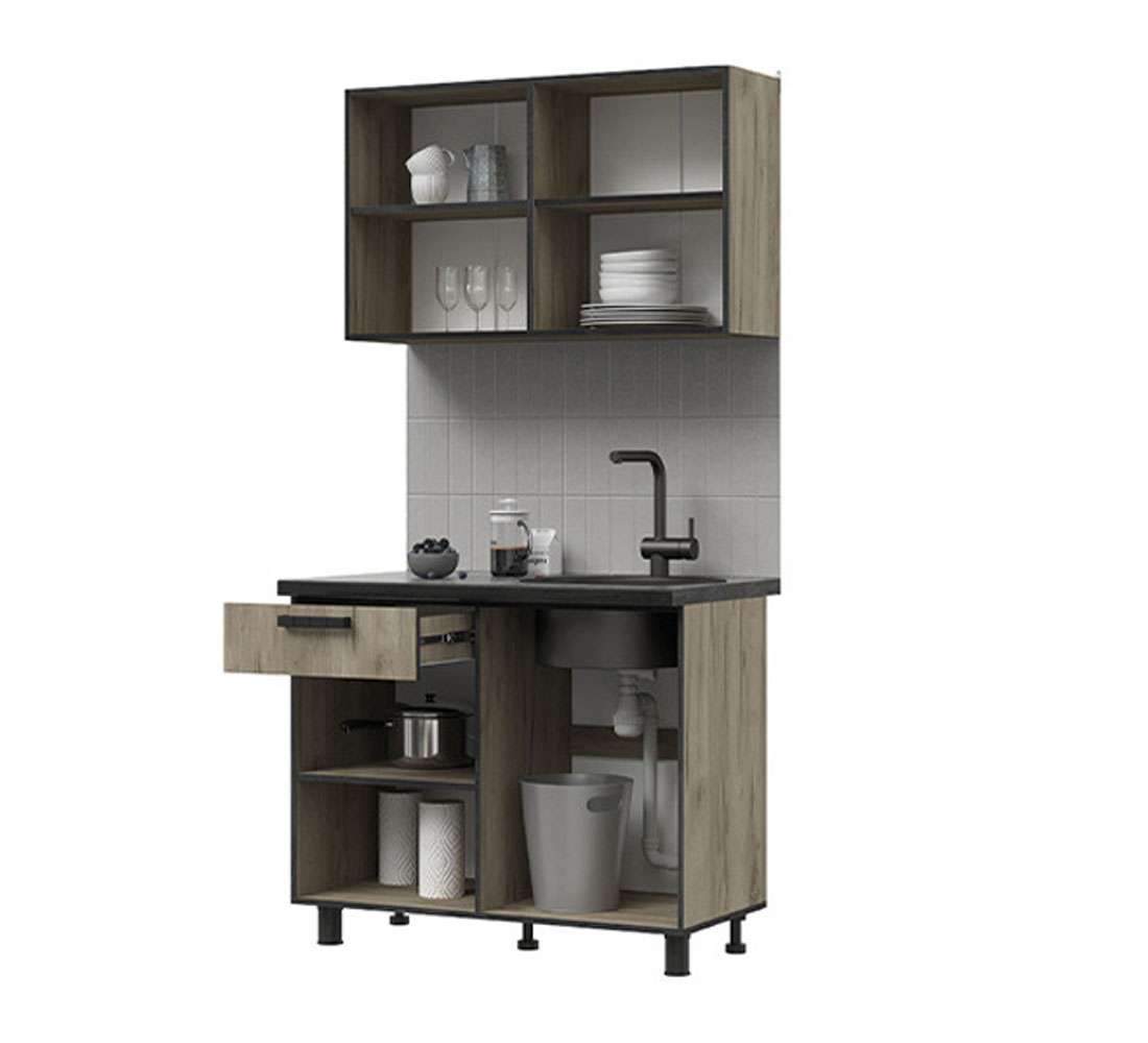 Кухня Эдинбург 1,0м (50) железный камень/дуб крафт серый