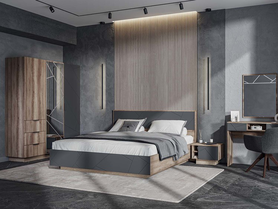 Даллас ШК 01 Шкаф 3х-створчатый (50) софт графит/дуб каньон АКЦИЯ 26100