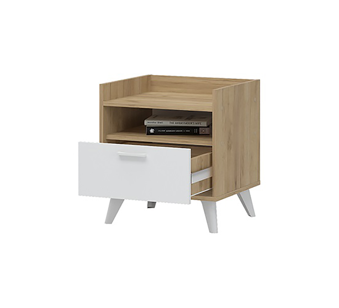 Ирис ТБ-01 Тумба прикроватная (50) дуб крафт золото/белый шагрень АКЦИЯ