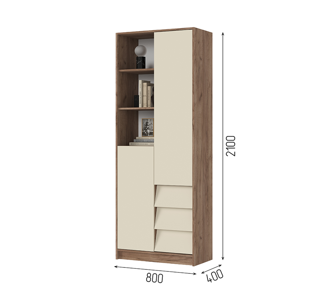 Рейн СТЛ 01 Стеллаж (50) кашемир/дуб крафт табачный