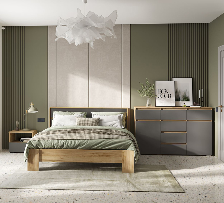 Хелен ТБ 01 Тумба прикроватная (50) серый графит/дуб крафт золото 