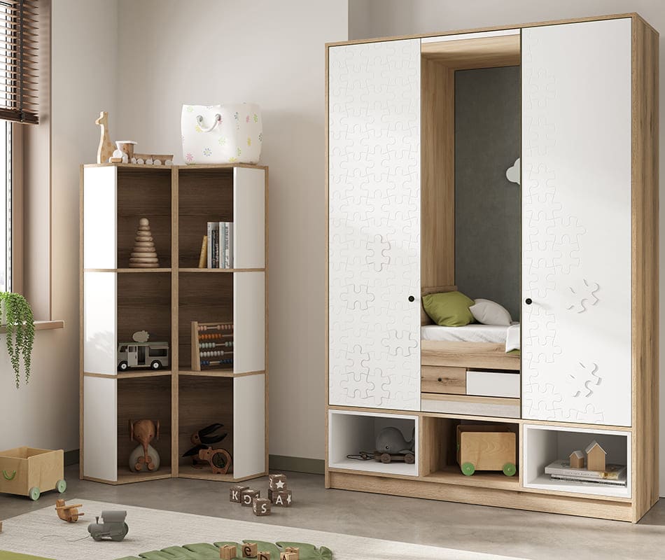 Киви ШК-03 Шкаф 3ств с зеркалом (50) белый суперматовый/дуб делано АКЦИЯ 19100