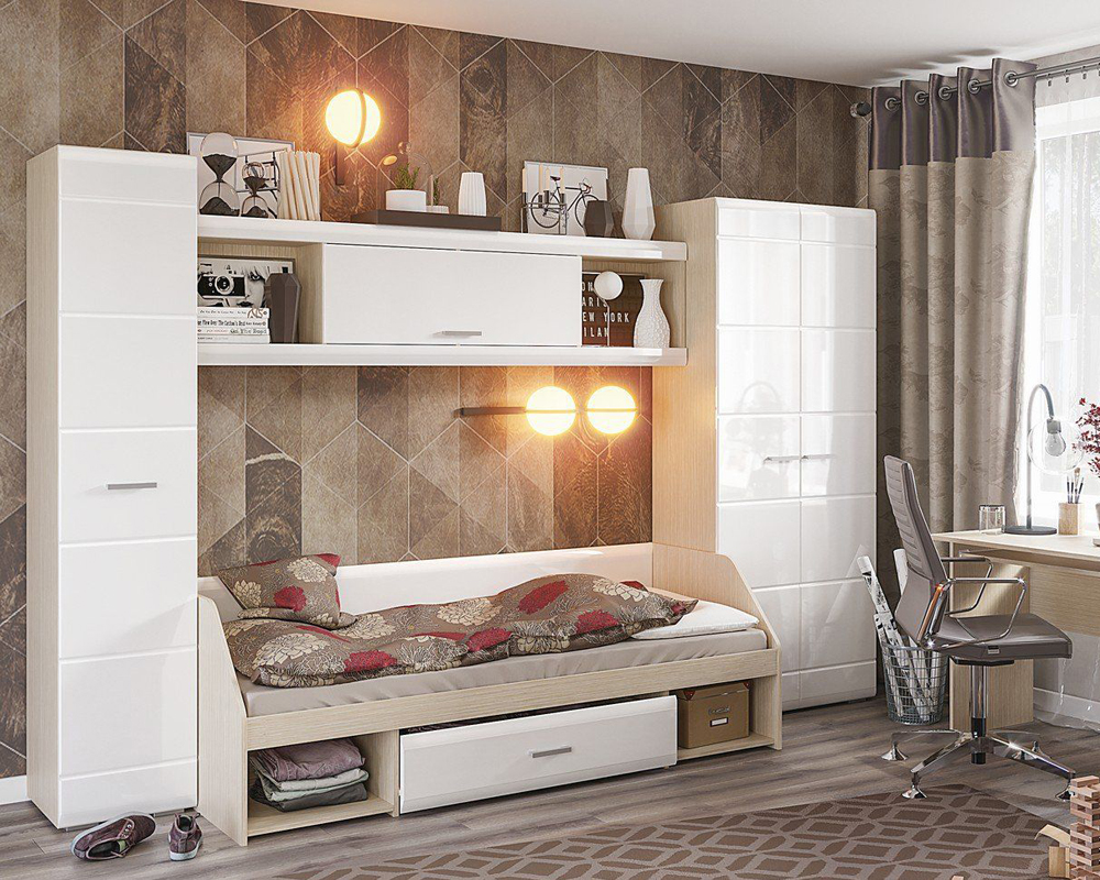 Кровать Симба 1-ярусн (50) бел. гл/белф. АКЦИЯ 11350