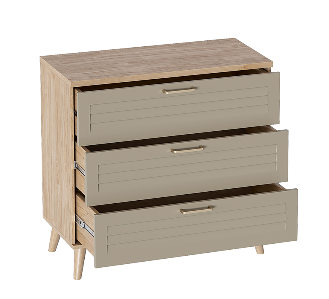 Комод 3 ящ. Гавана (02) дуб натур.св./светло-сер.софт