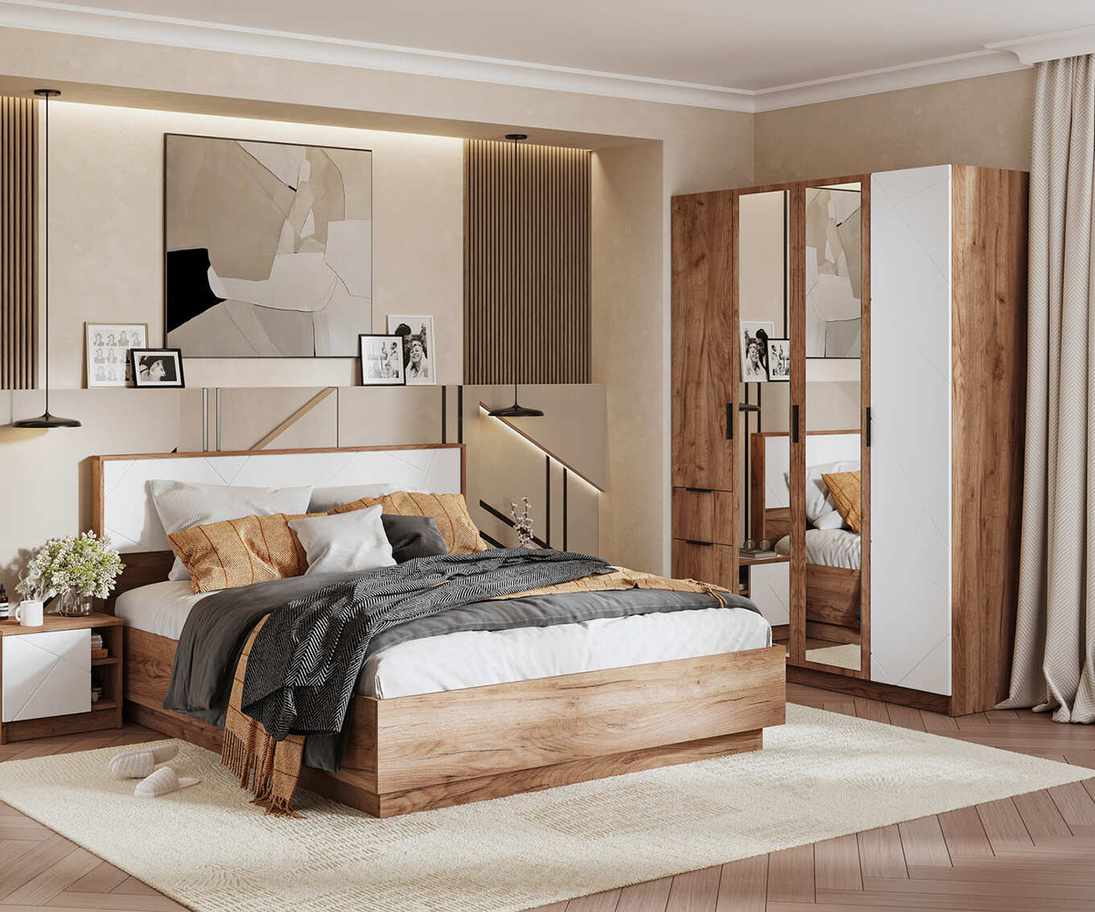 Орегон ТБ 03 Тумба прикроватная (50) белый супермат /дуб крафт  табачный