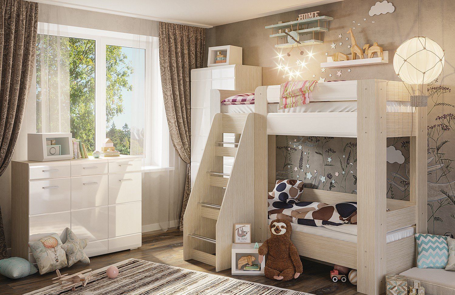 Кровать Симба 2-ярусн (50) бел.гл./белф. АКЦИЯ 20200