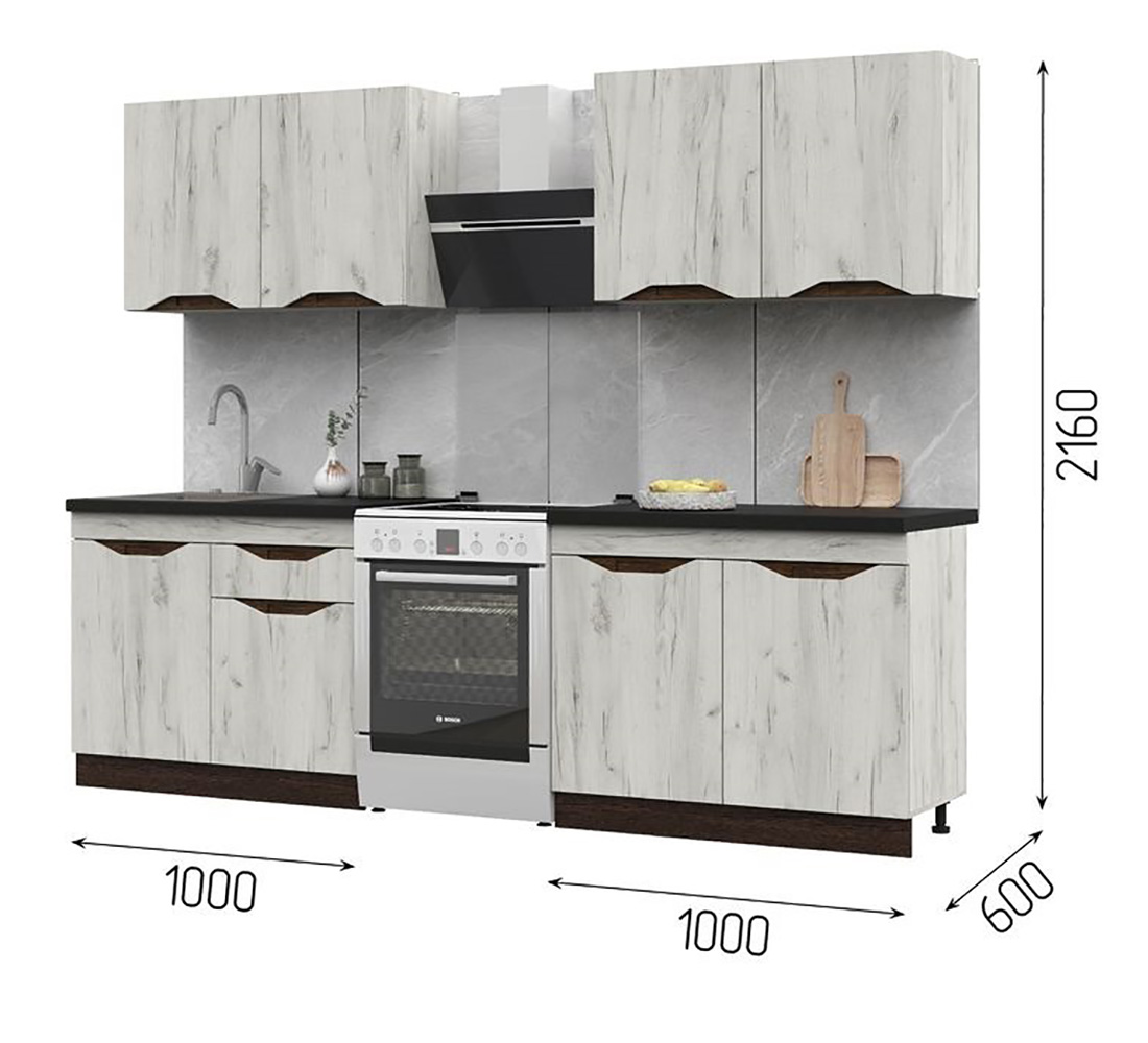 Кухня Паола 2,0м (50) дуб крафт белый/венге