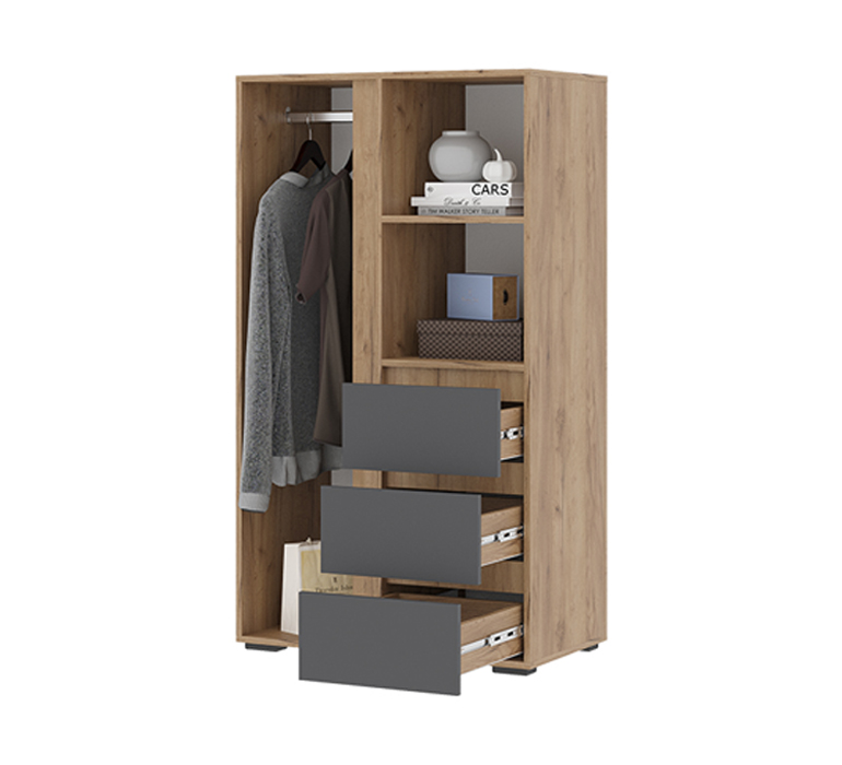 Хелен ШК 03 Шкаф (50) серый графит/дуб крафт золото