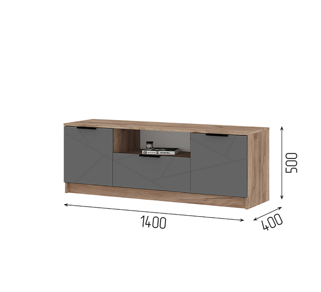 Орегон ТВ 01 Тумба под ТВ (50) асфальт супермат /дуб крафт  табачный