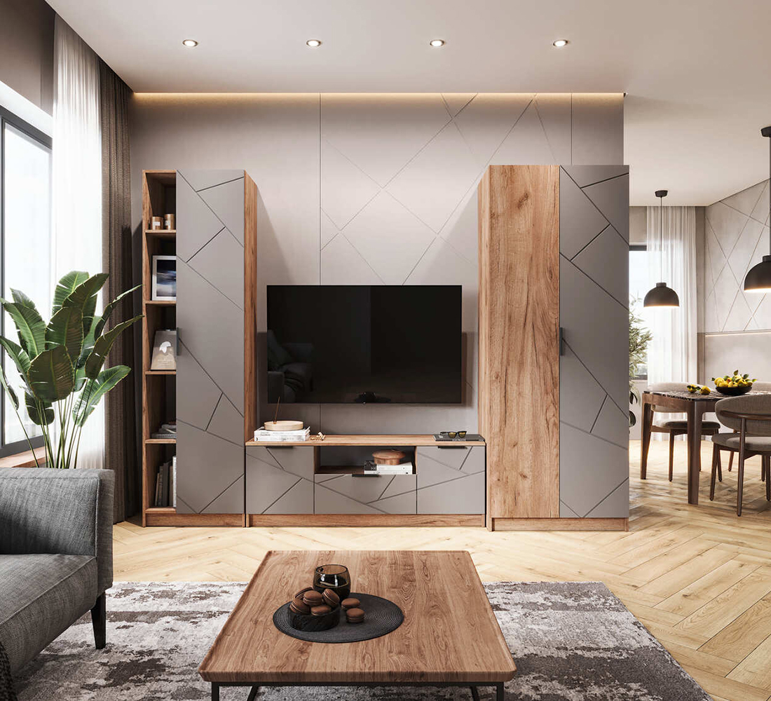 Орегон ТВ 01 Тумба под ТВ (50) асфальт супермат /дуб крафт  табачный