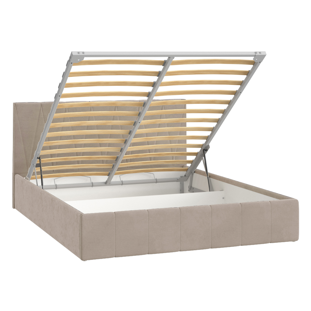 Кровать Грейс 1,6м (98) микровелюр бежевый Кровать Грейс 1,6м (98) микровелюр бежевый