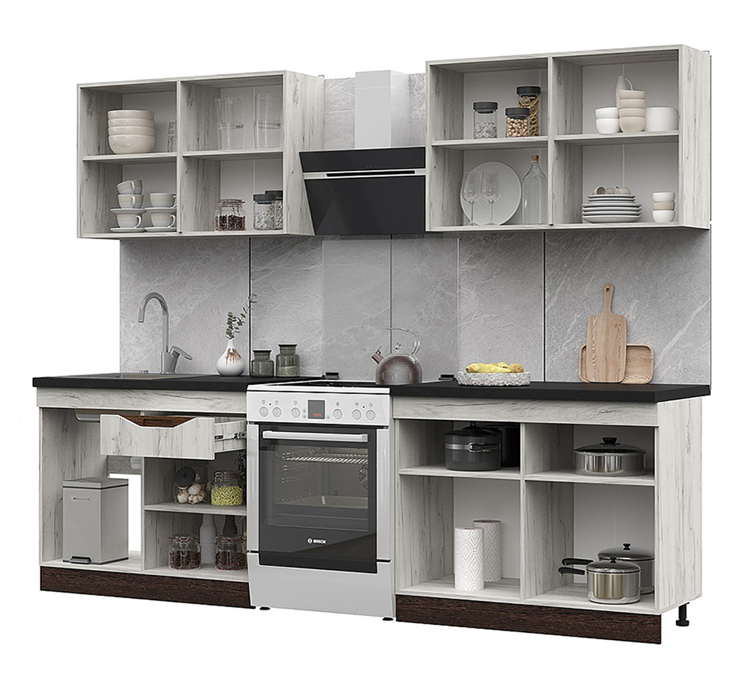 Кухня Паола 2,0м (50) дуб крафт белый/венге