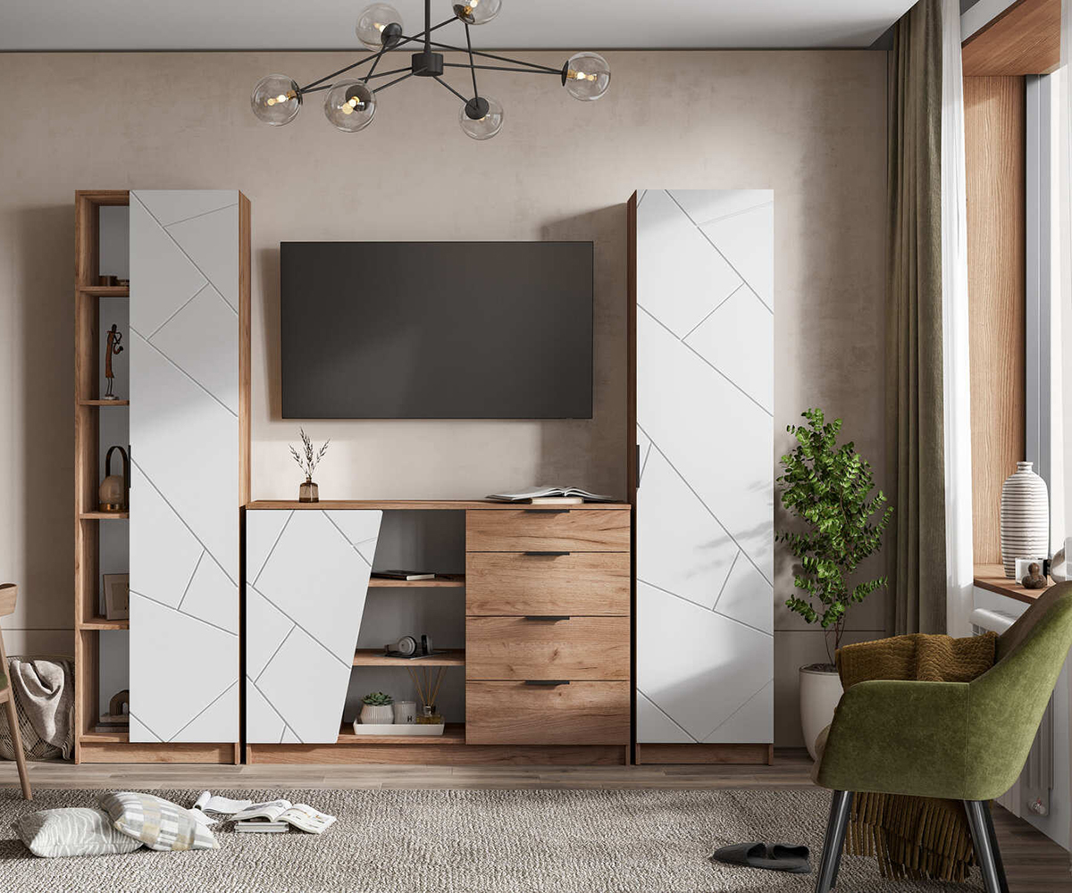 Орегон ШК 01 Шкаф 500 (50) белый супермат /дуб крафт  табачный