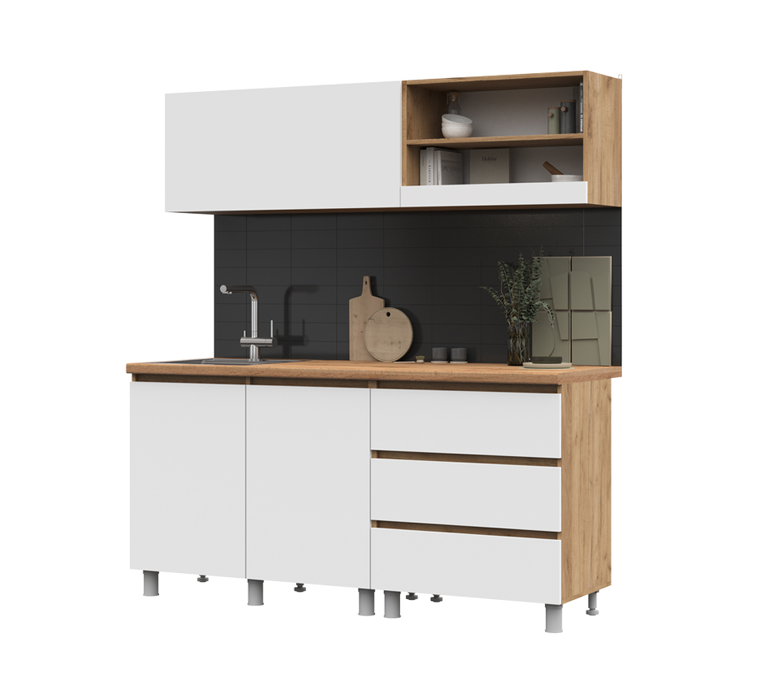 Кухня Хелен 1,7м (50) белый/дуб крафт золото