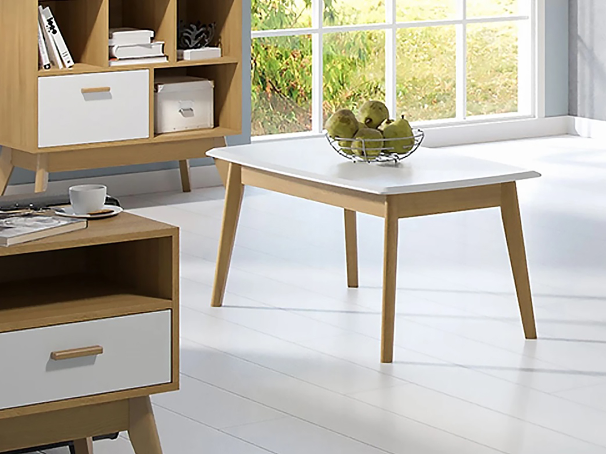 Стол журнальный Калгари (02) дуб натуральный светлый /белый матовый АКЦИЯ 4500