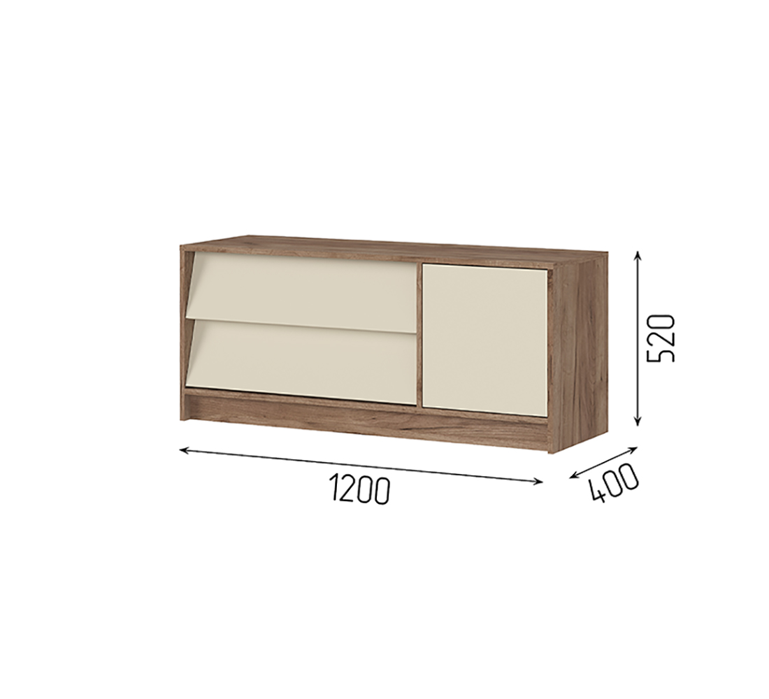 Рейн ТВ 01 Тумба под ТВ (50) кашемир/дуб крафт табачный