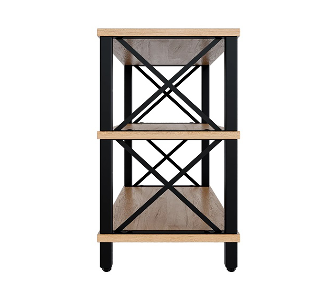 Бонн Прихожая Стеллаж для обуви малый (02) черный/дуб светлый натуральный