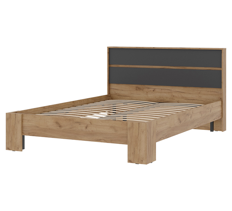 Хелен КР 03 Кровать с орт. 1.6х2.0 (23) серый графит/дуб крафт золото