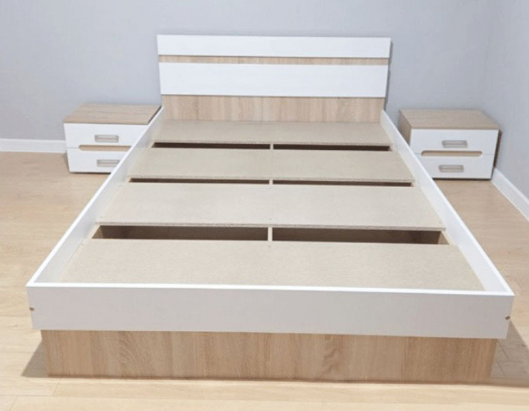 Кровать Ким 1,6м (47) бел.гл./сонома